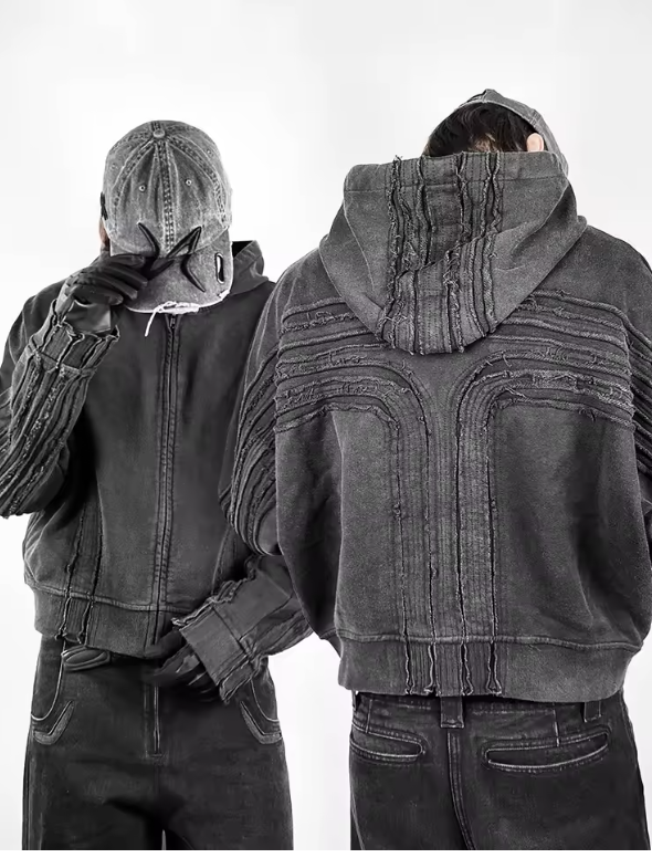 Void Stitch Washed Zip-Up Hoodie
