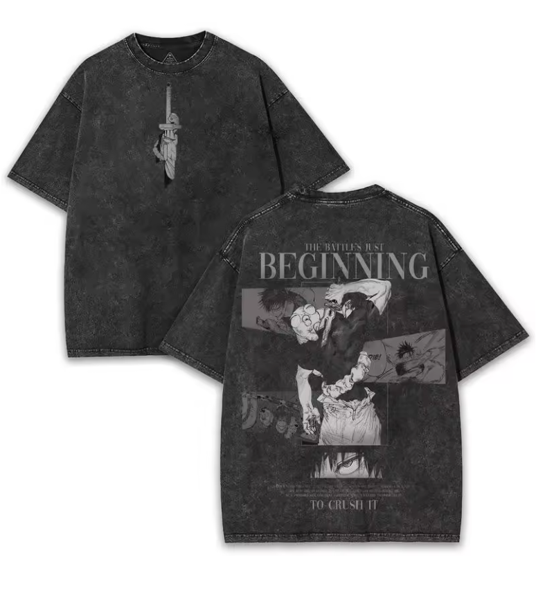The Battle's Just Beginning Washed Anime Tee